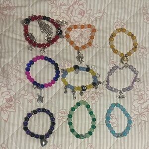 Colorful Beaded Bracelets Set with Charms (handmade)for All 9 brackets
